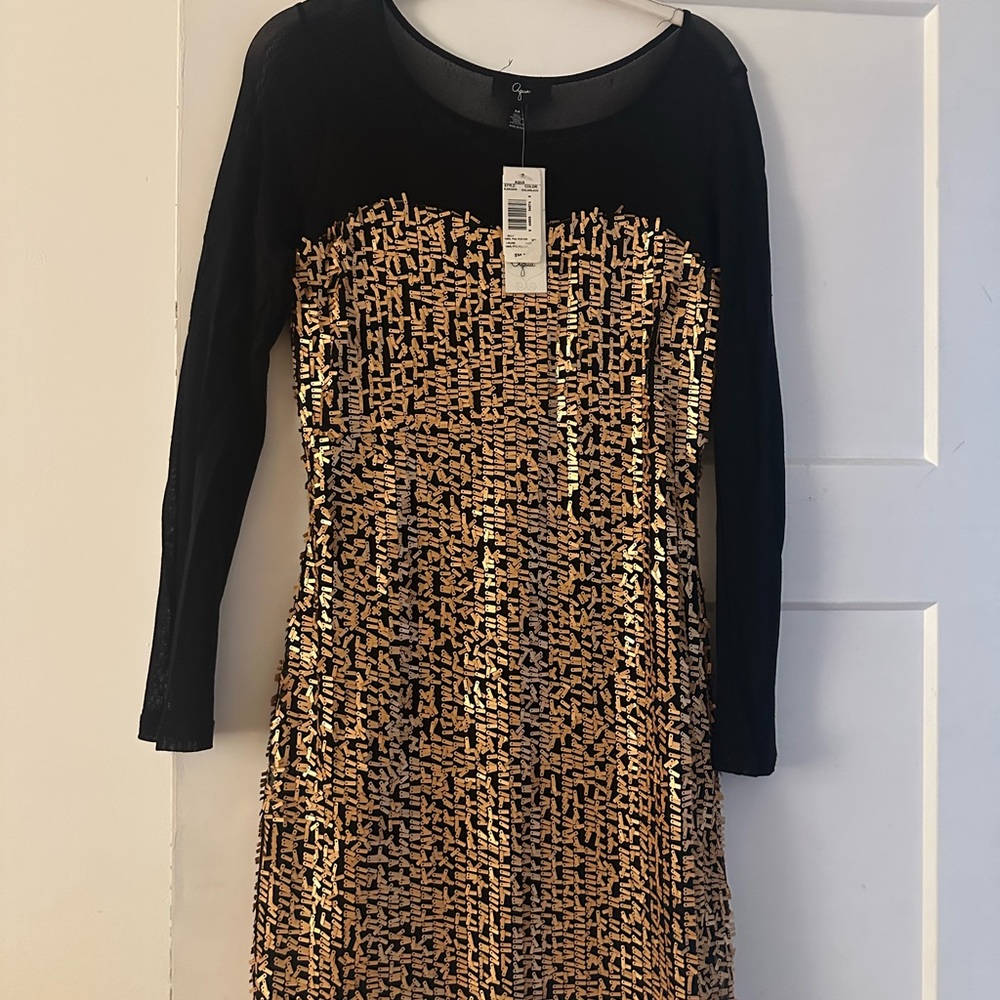 Aqua Black and Gold Long Sleeve Dress